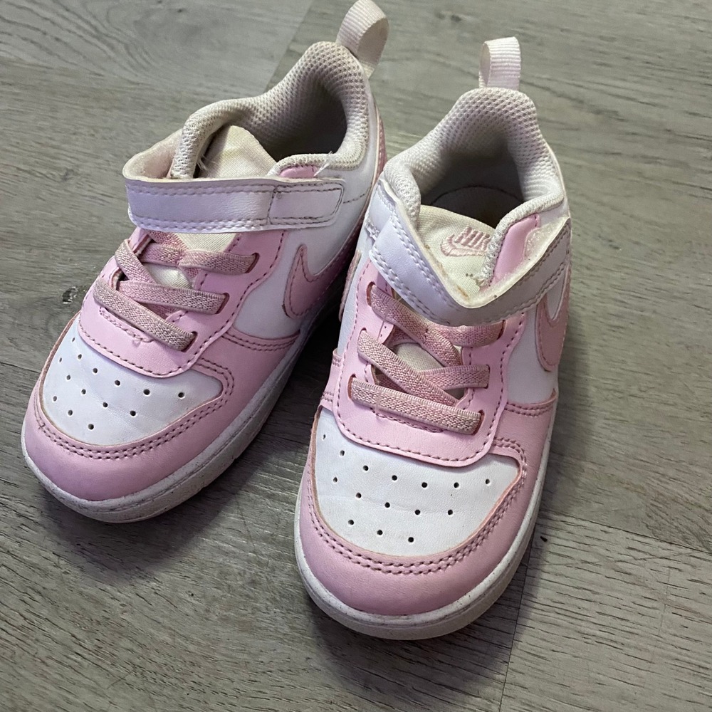 Nike Court Borough Low 2 Kids Size 8C Pink White Sneakers